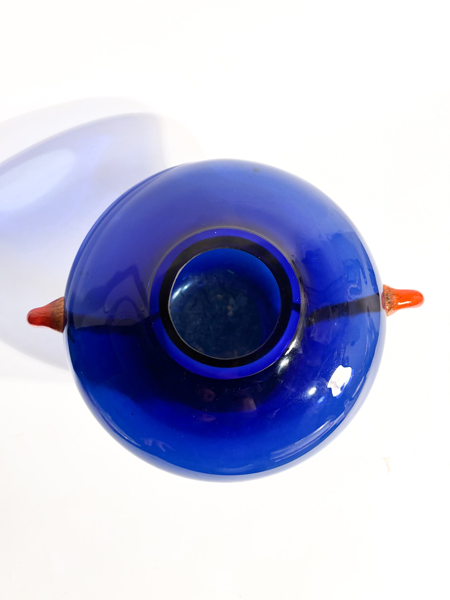 Vaso in Vetro di Murano Blu e Arancio Anni 80
