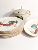 Servizio di Sei Piatti e Zuppiera da Pesce in Ceramica Bavarese Anni 80