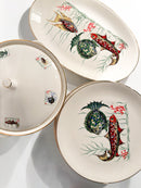 Servizio di Sei Piatti e Zuppiera da Pesce in Ceramica Bavarese Anni 80