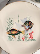 Servizio di Sei Piatti e Zuppiera da Pesce in Ceramica Bavarese Anni 80