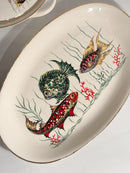 Servizio di Sei Piatti e Zuppiera da Pesce in Ceramica Bavarese Anni 80