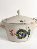 Servizio di Sei Piatti e Zuppiera da Pesce in Ceramica Bavarese Anni 80
