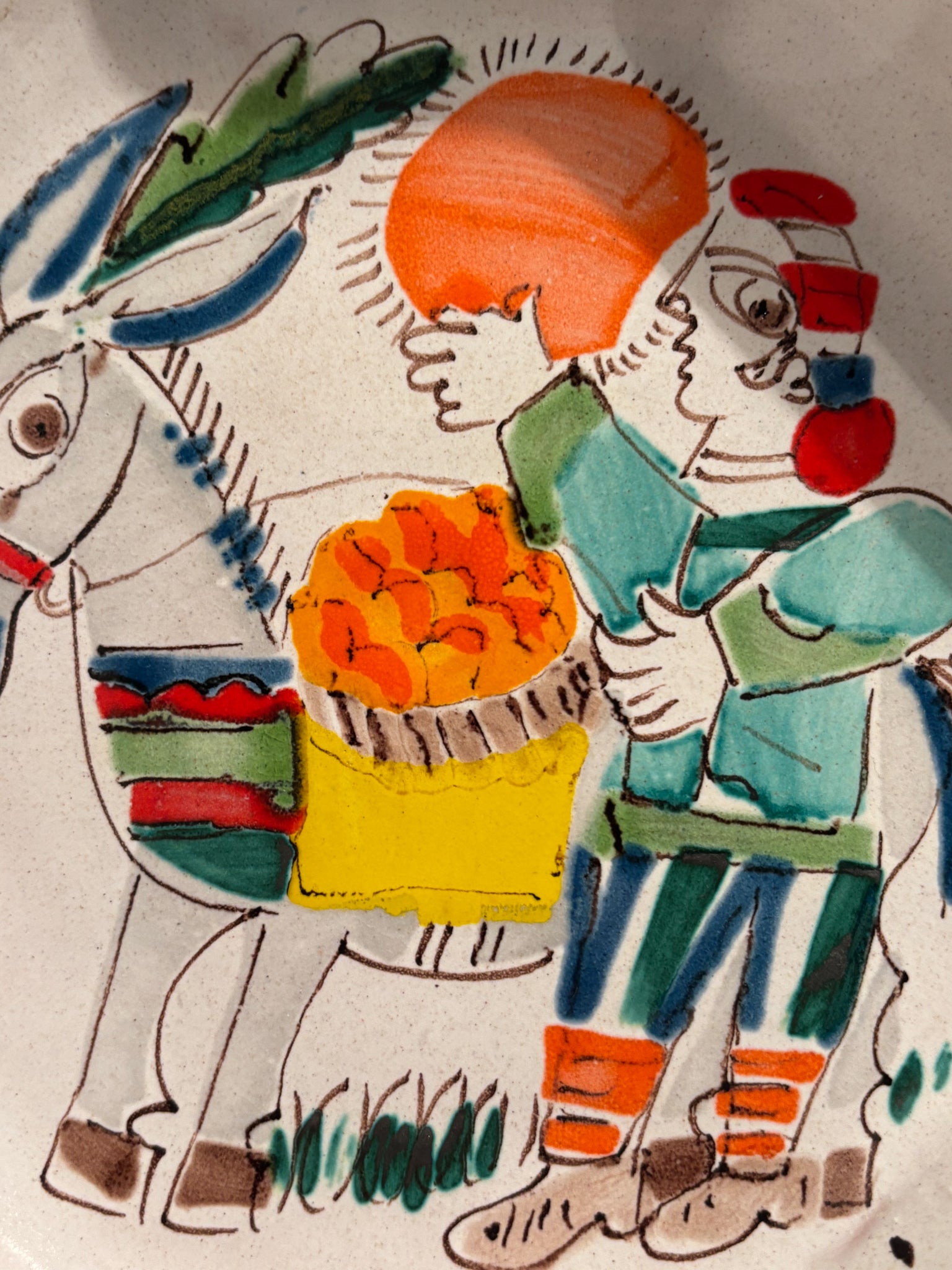 Ceramic Bowl by Giovanni De Simone Hand-Painted 70s