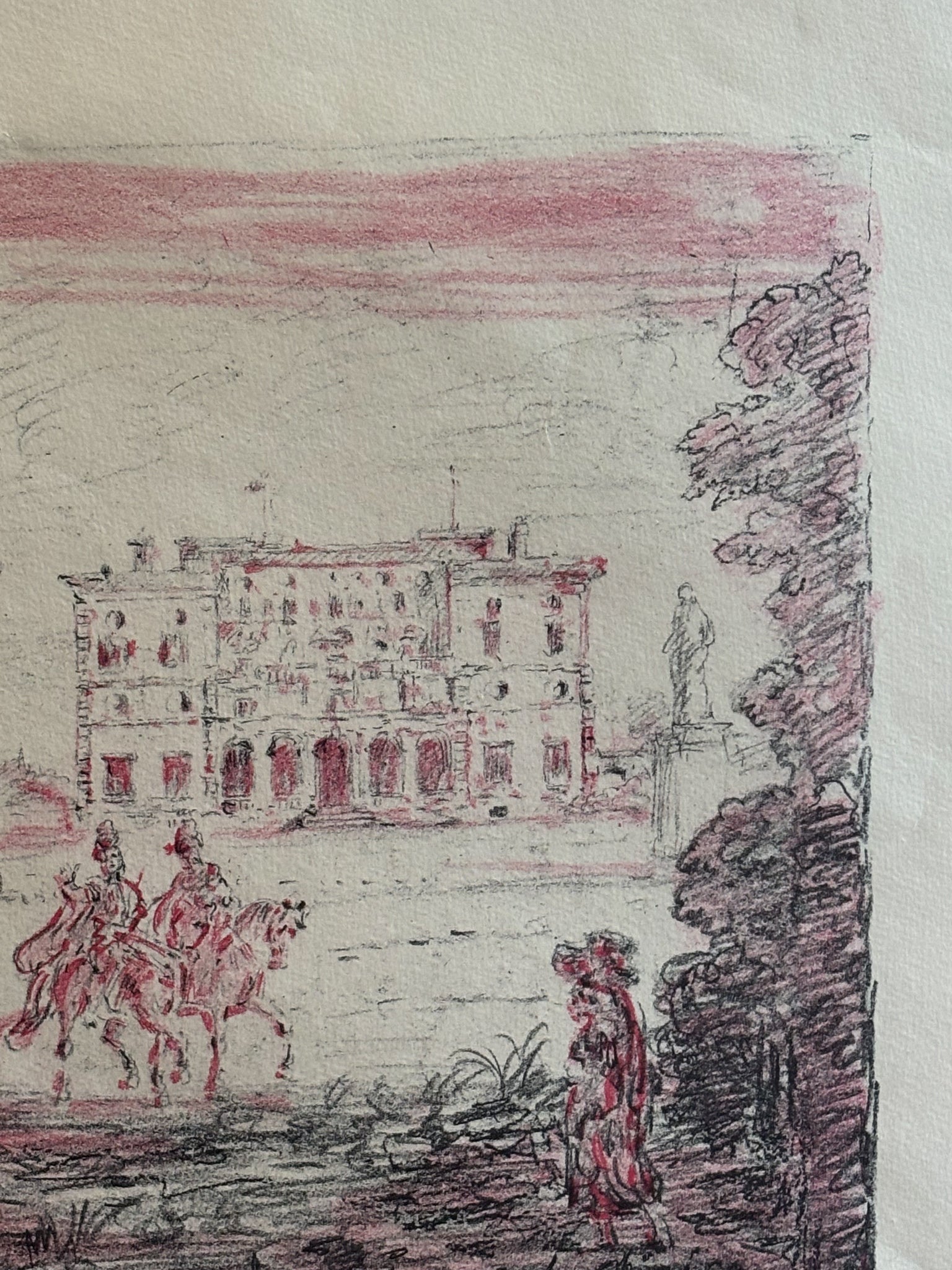 Litografia Originale a Colori 'Cavalieri Antichi' di Giorgio De Chirico del 1954