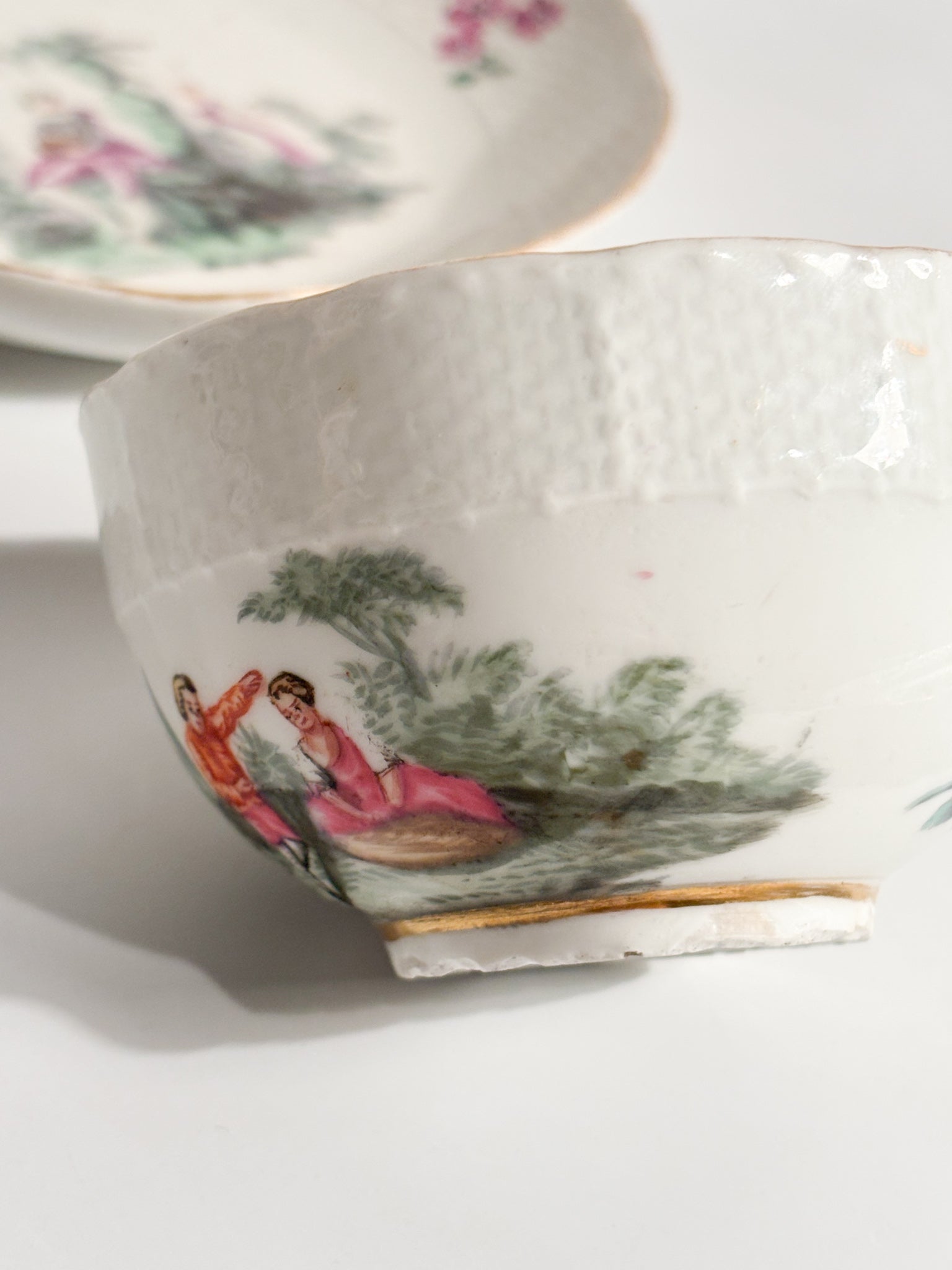 Meissen Porcelain Coffee Cup Painted with Classic Scenes from the 1800s
