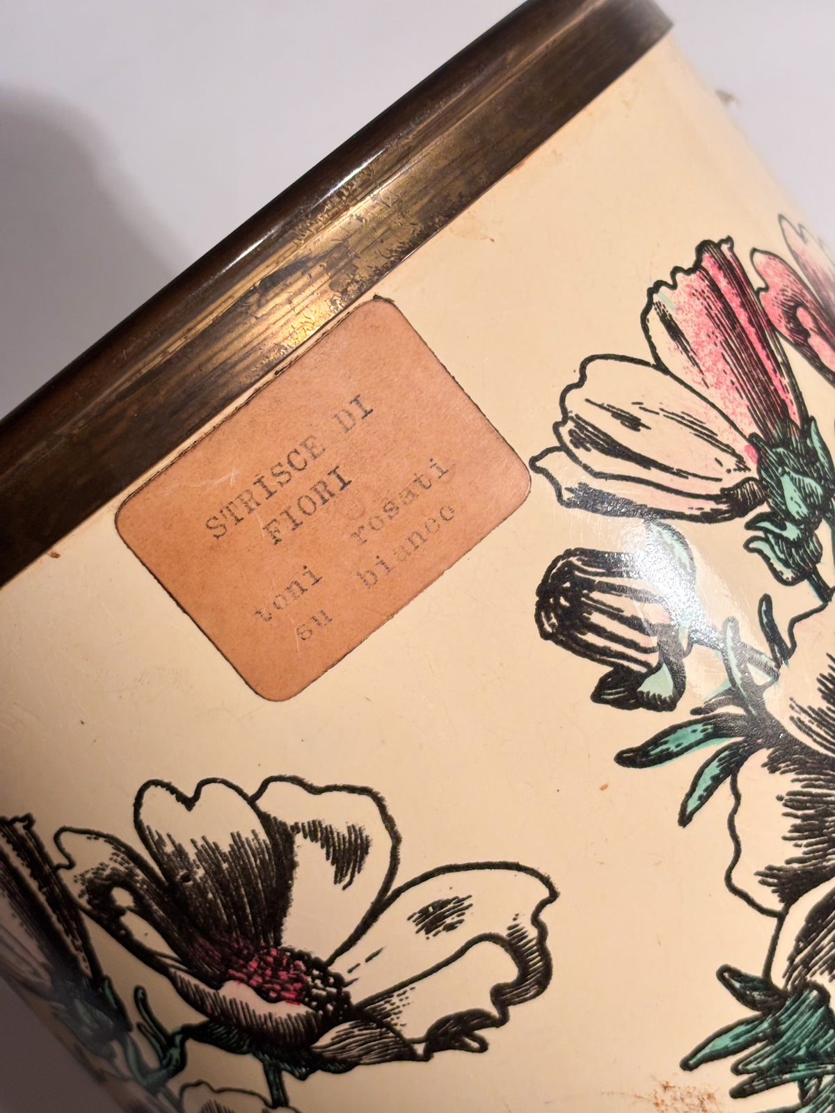 Portaombrelli in Metallo Serigrafato 'Strisce di Fiori' di Piero Fornasetti Anni 50