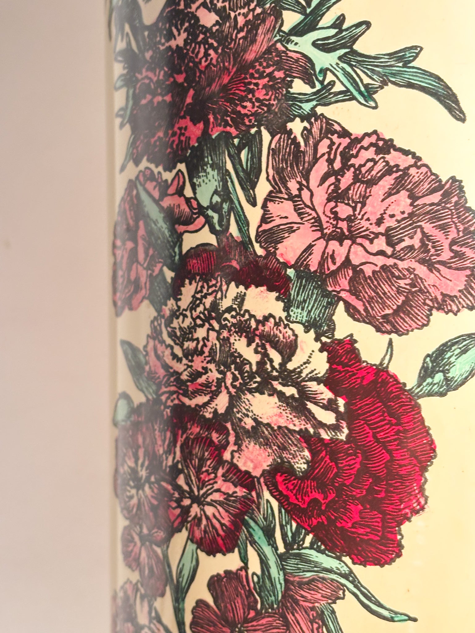 Portaombrelli in Metallo Serigrafato 'Strisce di Fiori' di Piero Fornasetti Anni 50