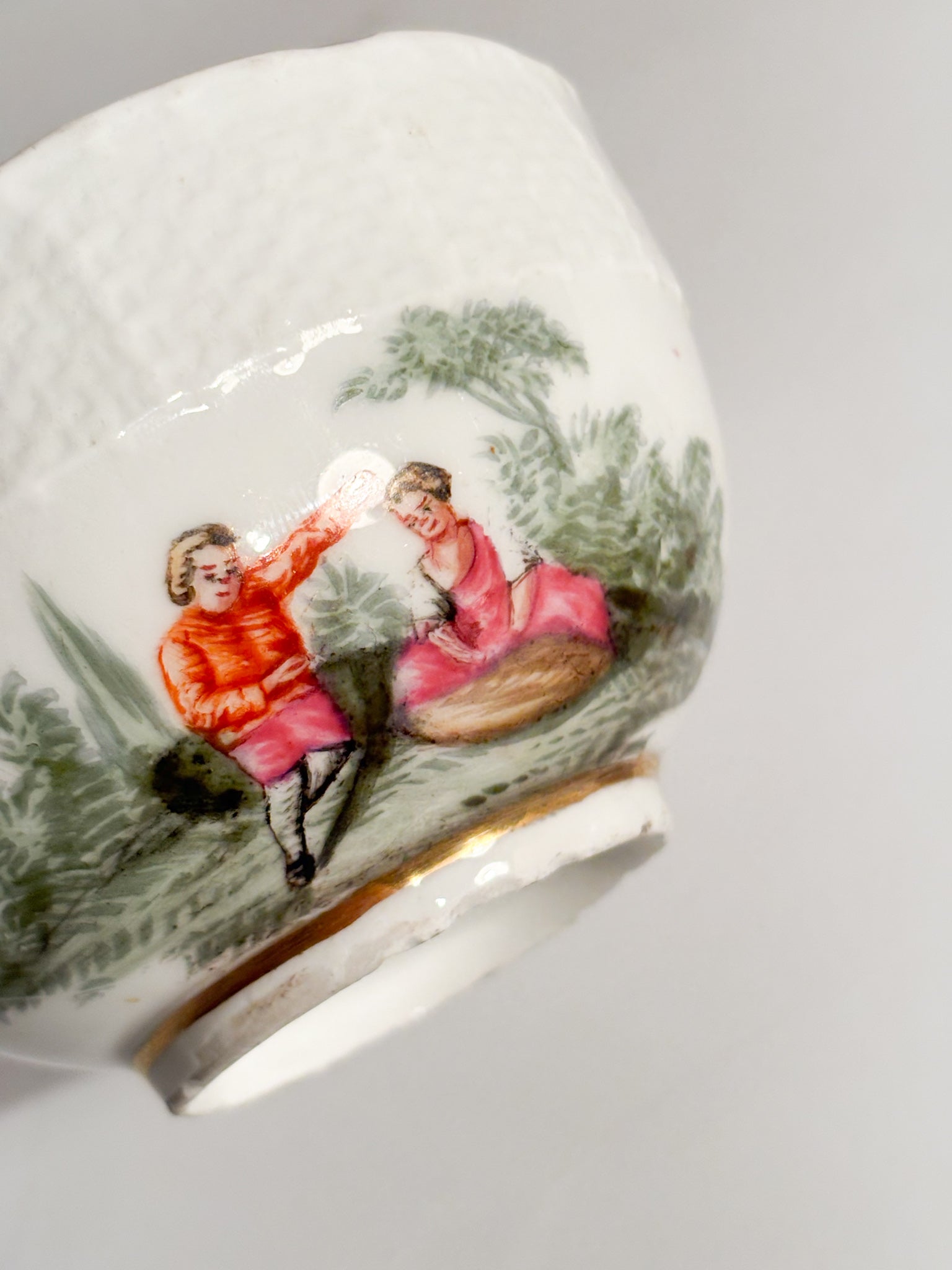 Meissen Porcelain Coffee Cup Painted with Classic Scenes from the 1800s