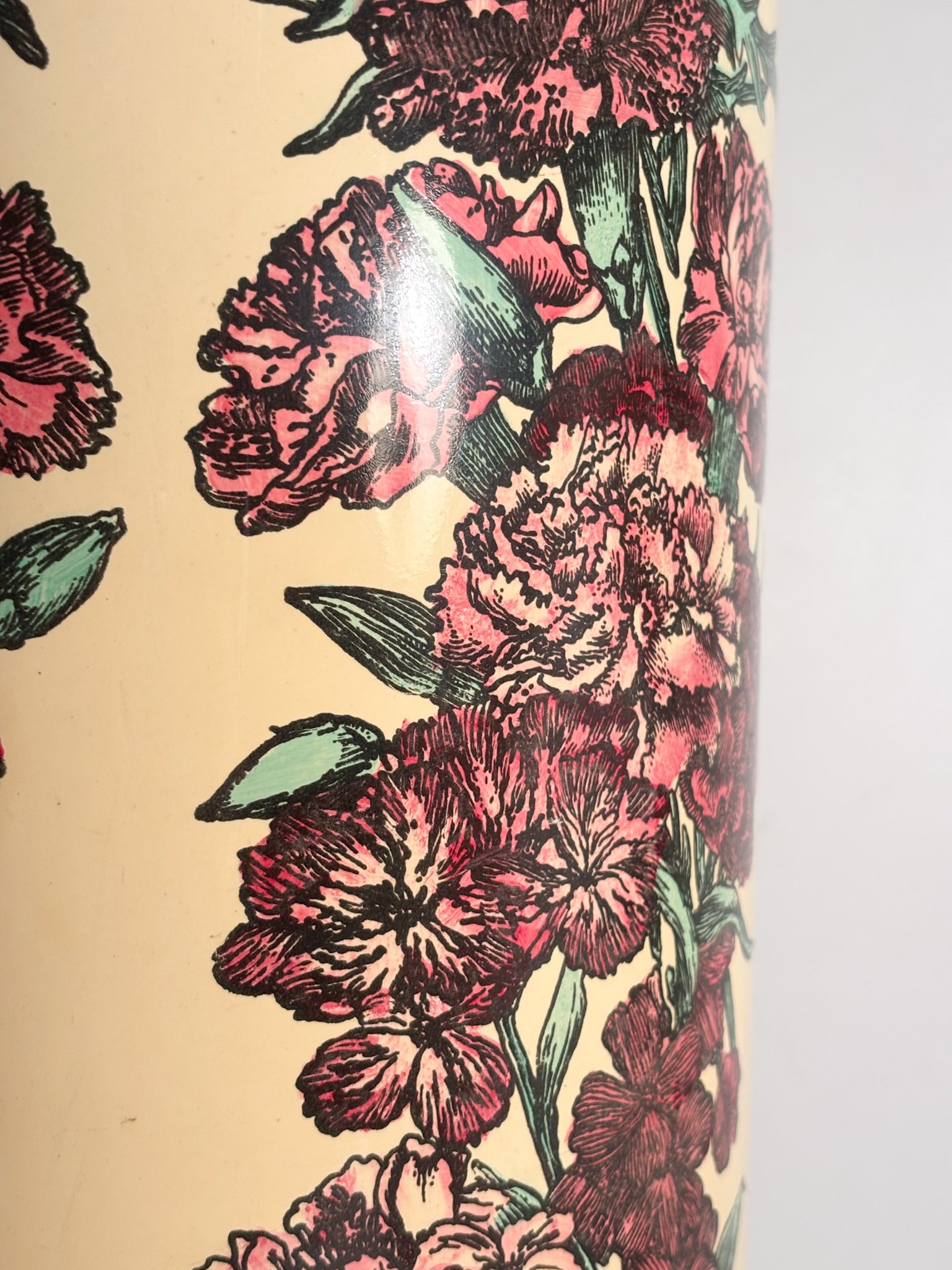Portaombrelli in Metallo Serigrafato 'Strisce di Fiori' di Piero Fornasetti Anni 50