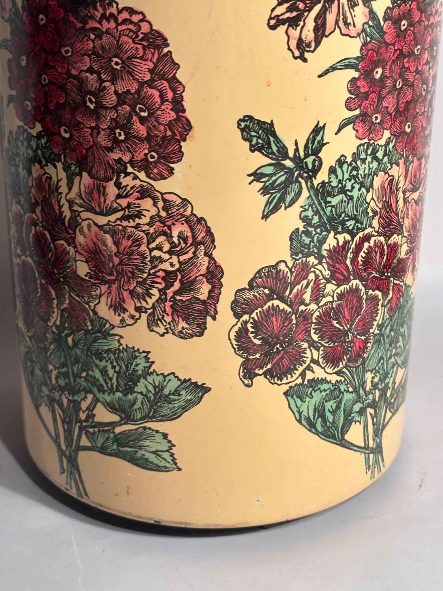 Portaombrelli in Metallo Serigrafato 'Strisce di Fiori' di Piero Fornasetti Anni 50
