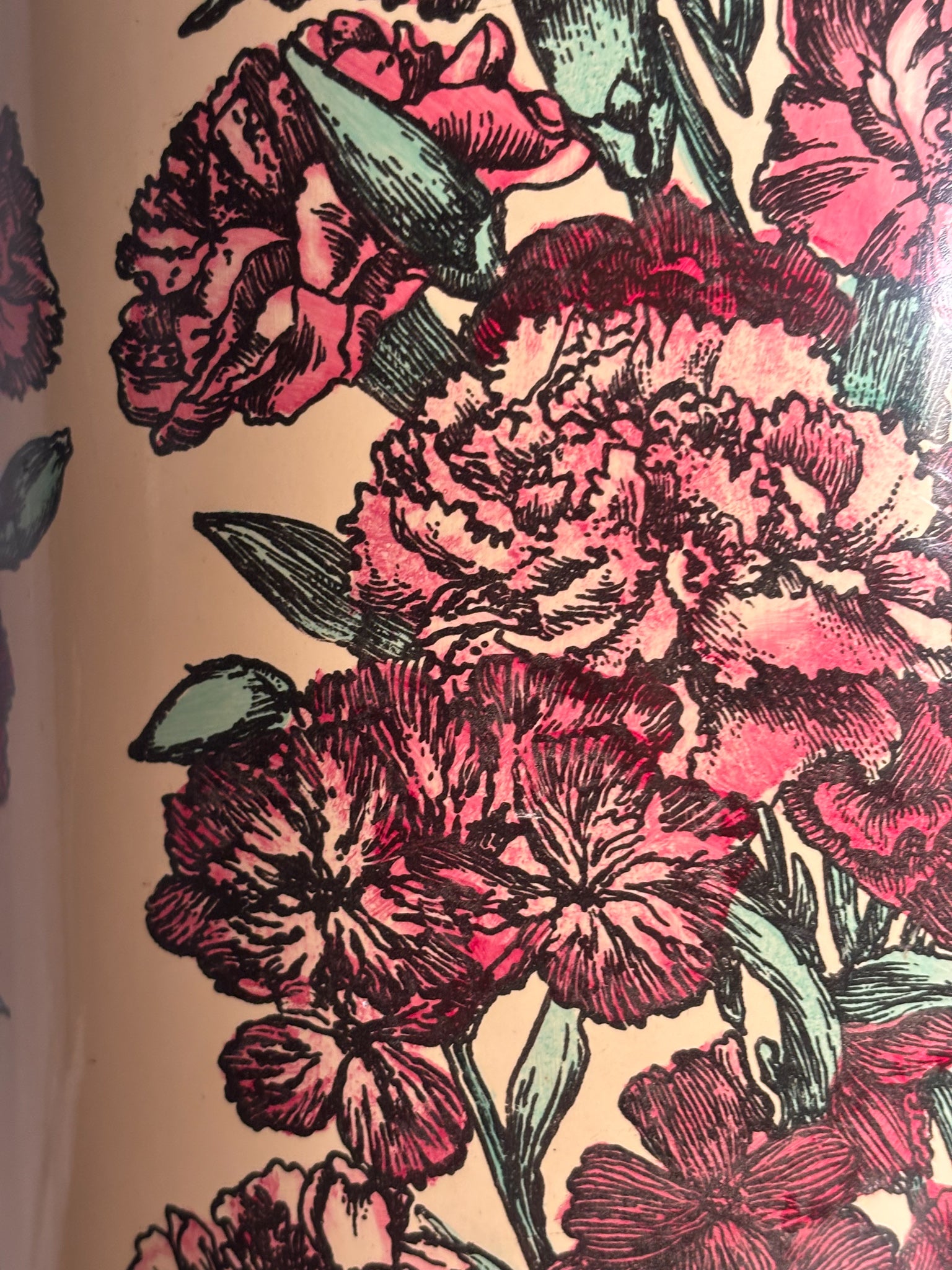 Portaombrelli in Metallo Serigrafato 'Strisce di Fiori' di Piero Fornasetti Anni 50
