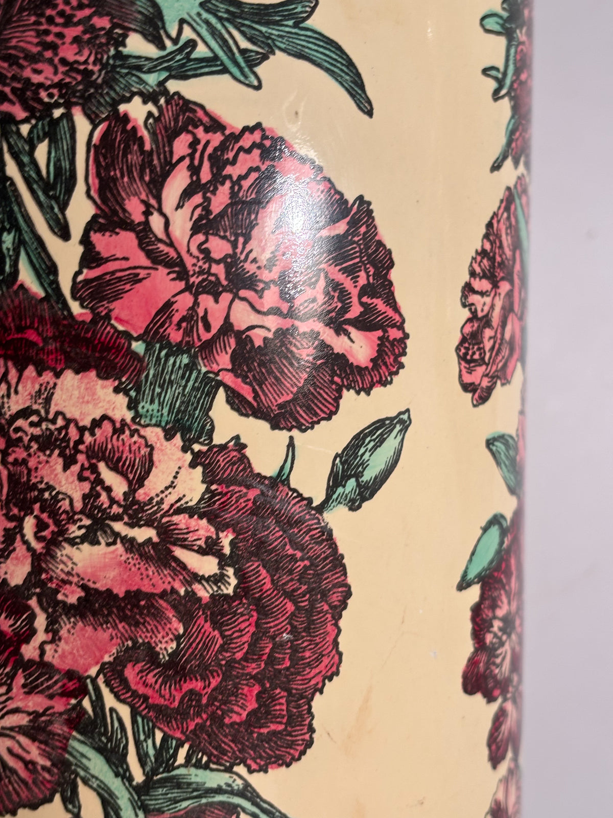 Portaombrelli in Metallo Serigrafato 'Strisce di Fiori' di Piero Fornasetti Anni 50