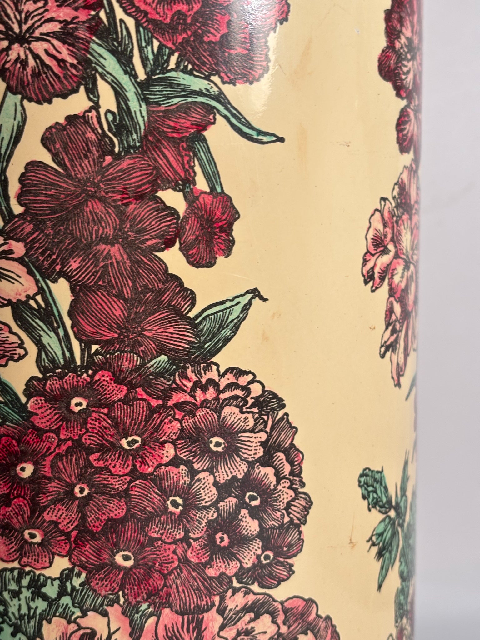 Portaombrelli in Metallo Serigrafato 'Strisce di Fiori' di Piero Fornasetti Anni 50
