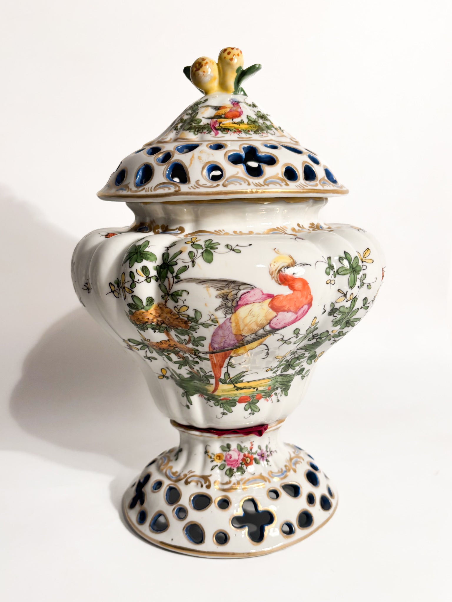 French Porcelain Hand-Painted Perfume Burner Vase 1920s