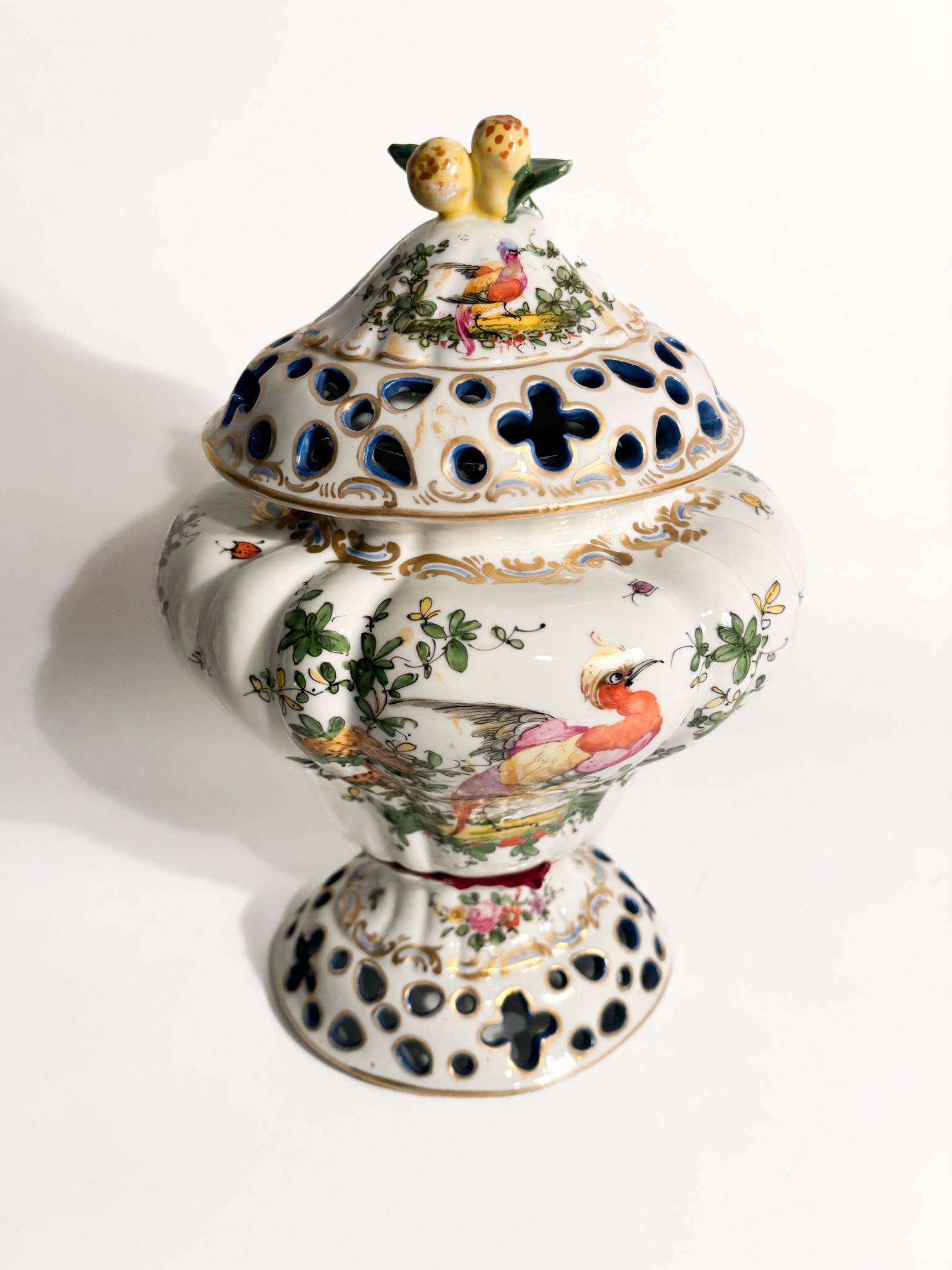 French Porcelain Hand-Painted Perfume Burner Vase 1920s