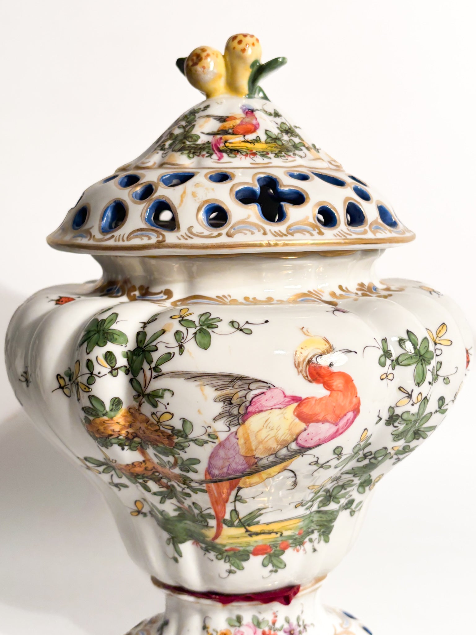 French Porcelain Hand-Painted Perfume Burner Vase 1920s