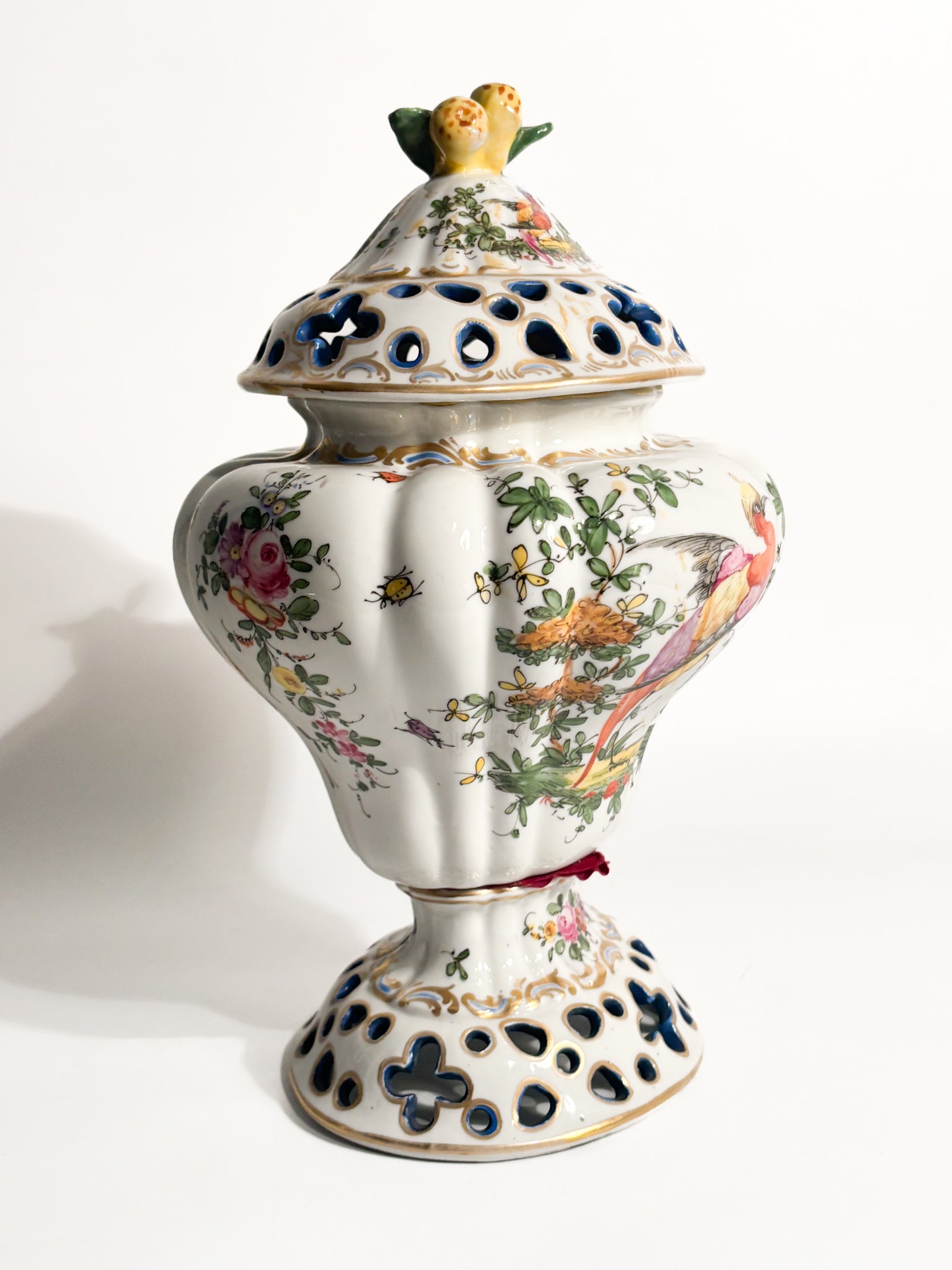 French Porcelain Hand-Painted Perfume Burner Vase 1920s