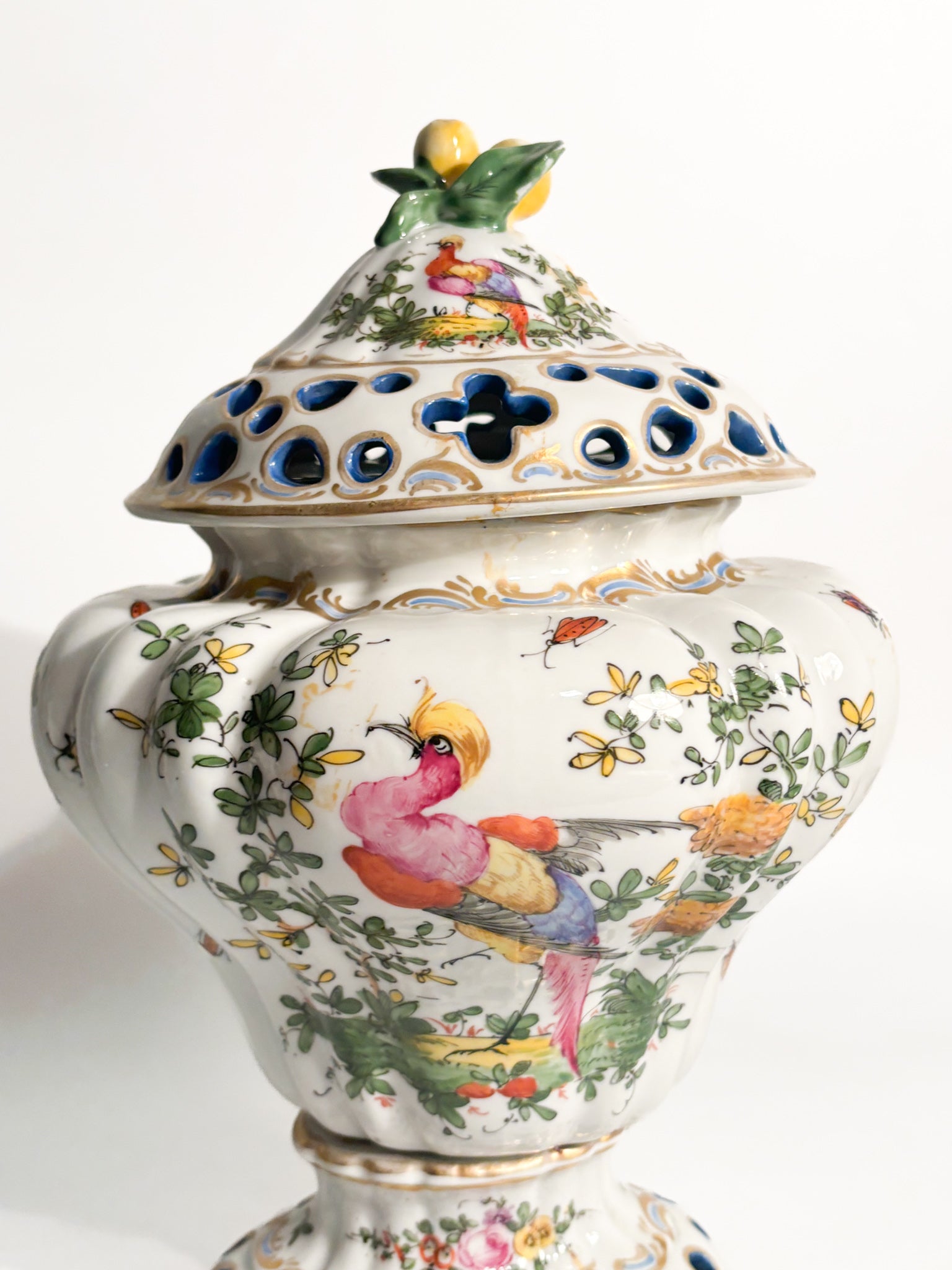 French Porcelain Hand-Painted Perfume Burner Vase 1920s