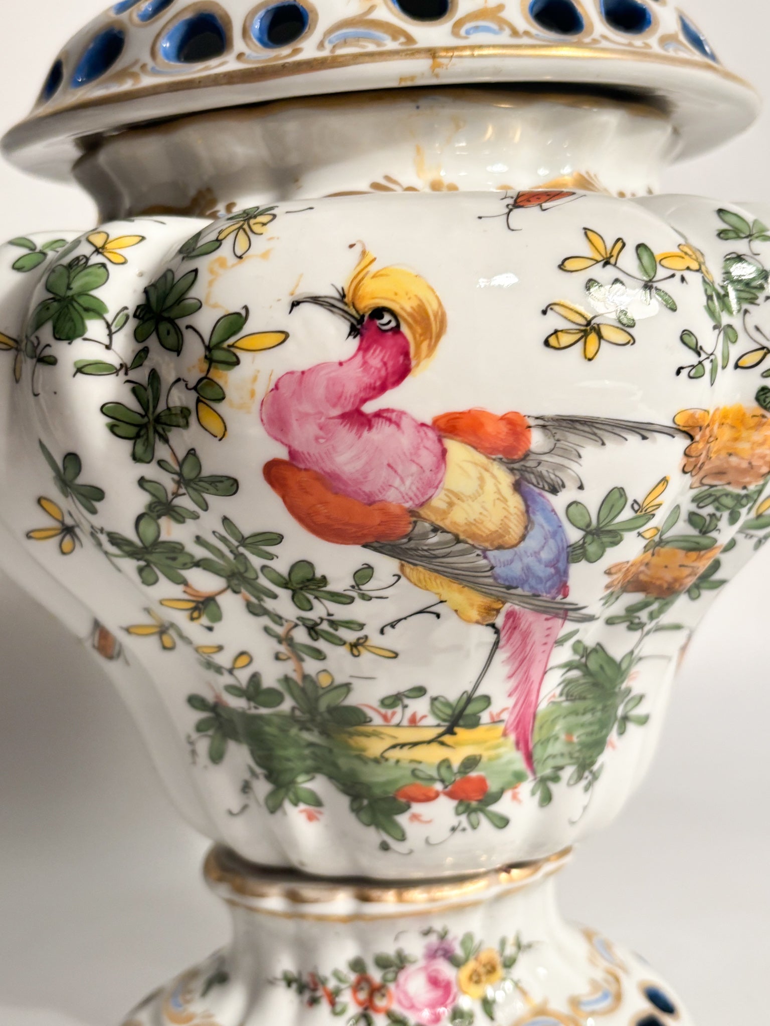 French Porcelain Hand-Painted Perfume Burner Vase 1920s