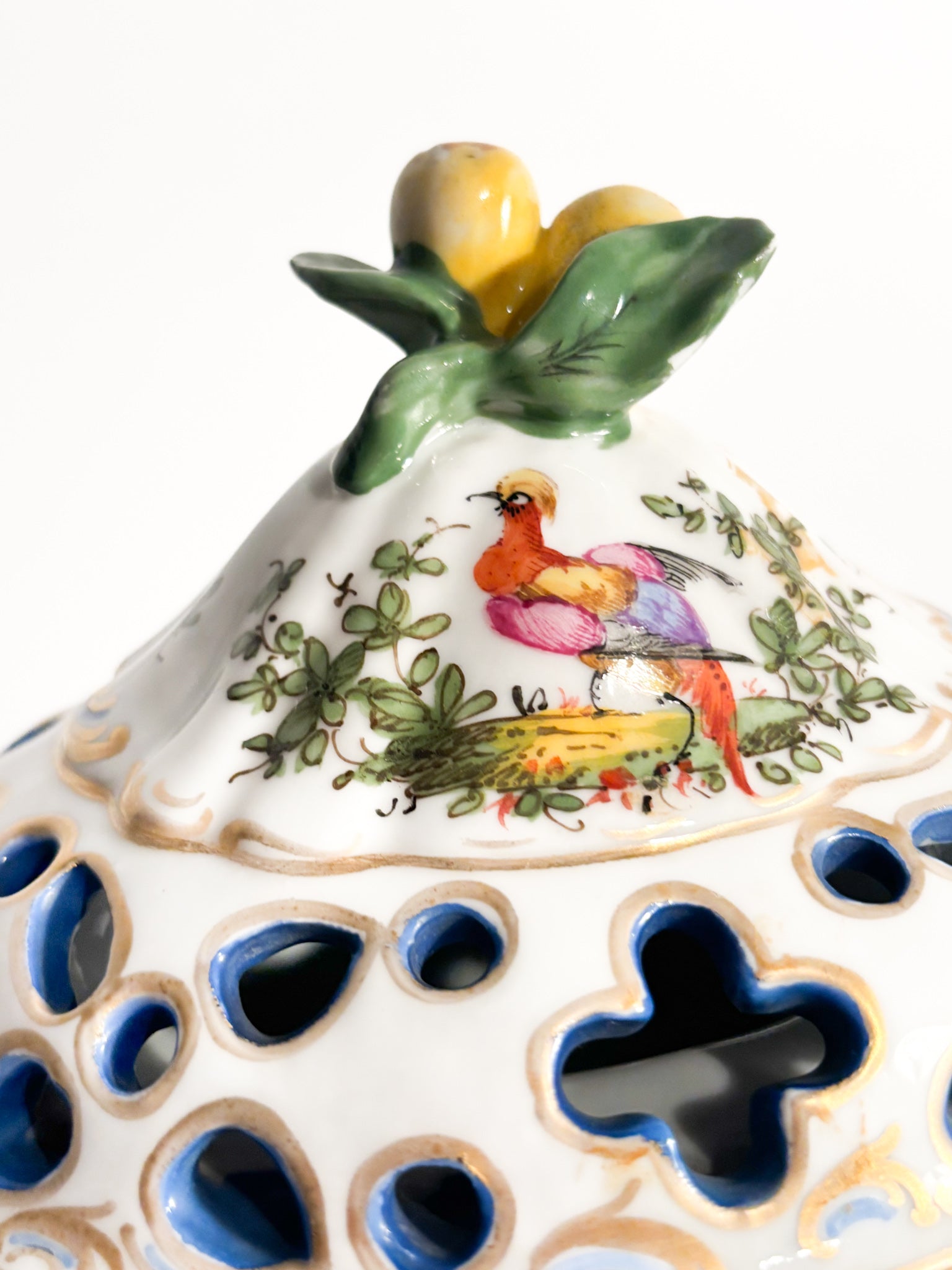 French Porcelain Hand-Painted Perfume Burner Vase 1920s