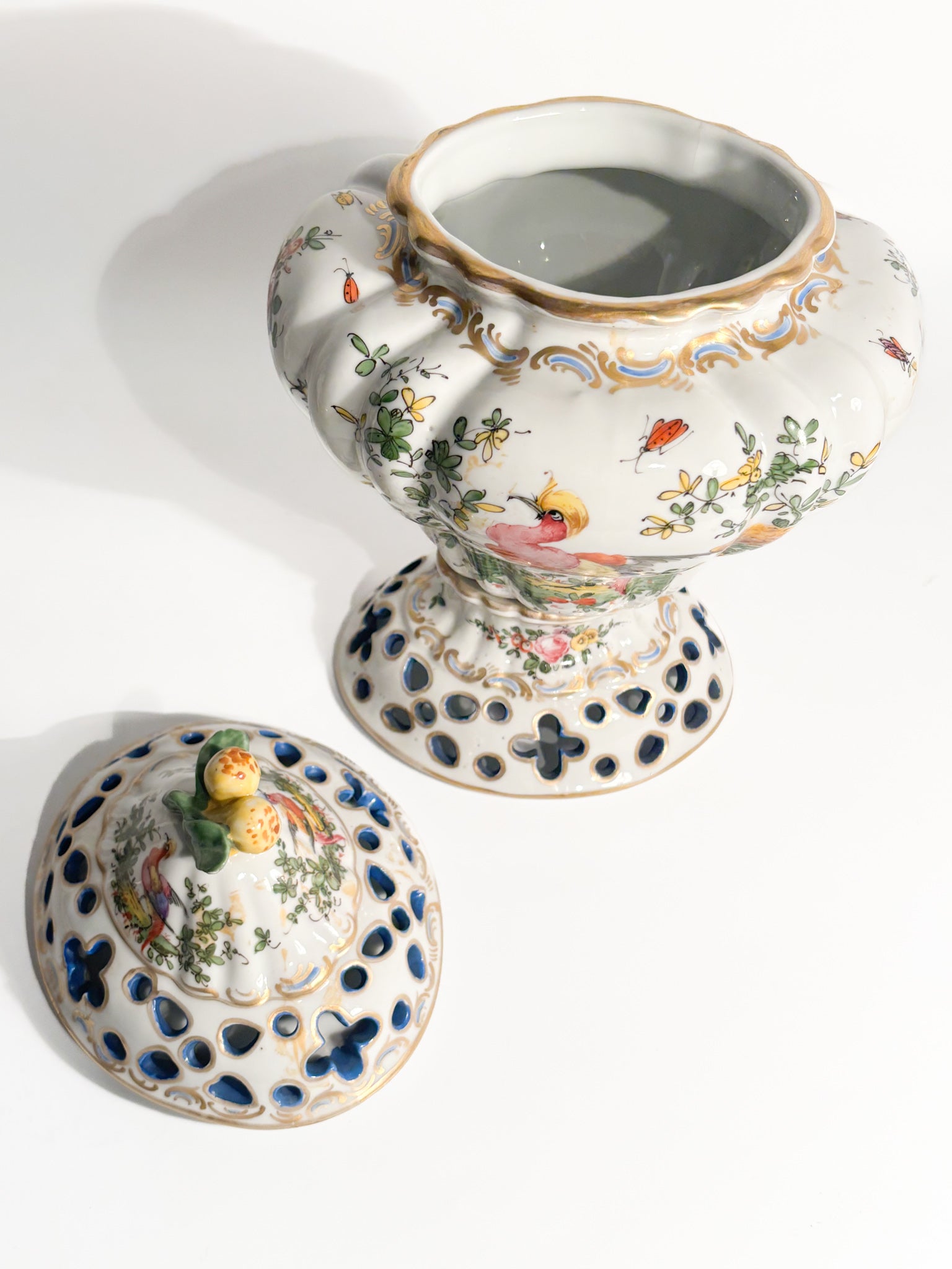 French Porcelain Hand-Painted Perfume Burner Vase 1920s