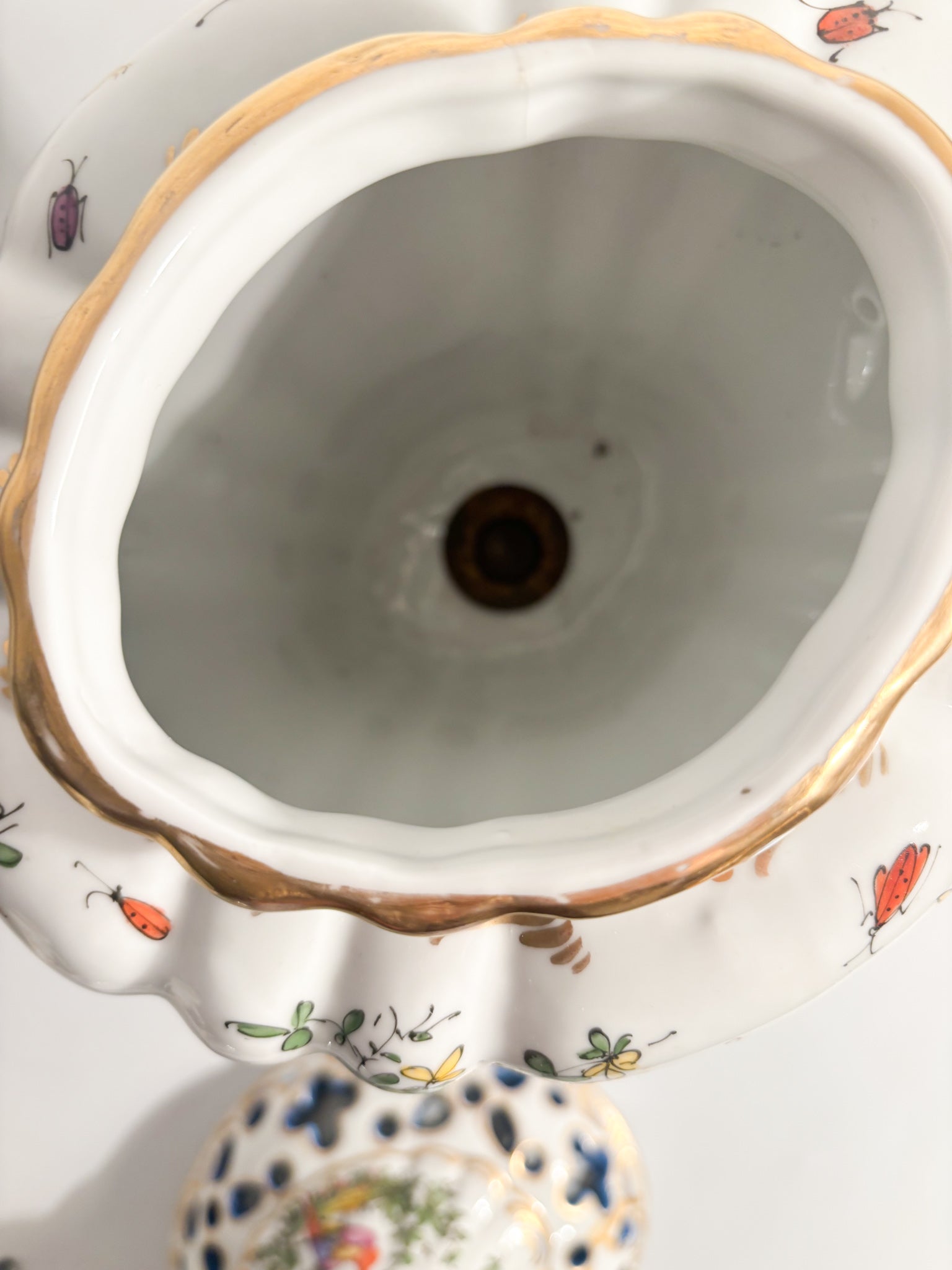 French Porcelain Hand-Painted Perfume Burner Vase 1920s