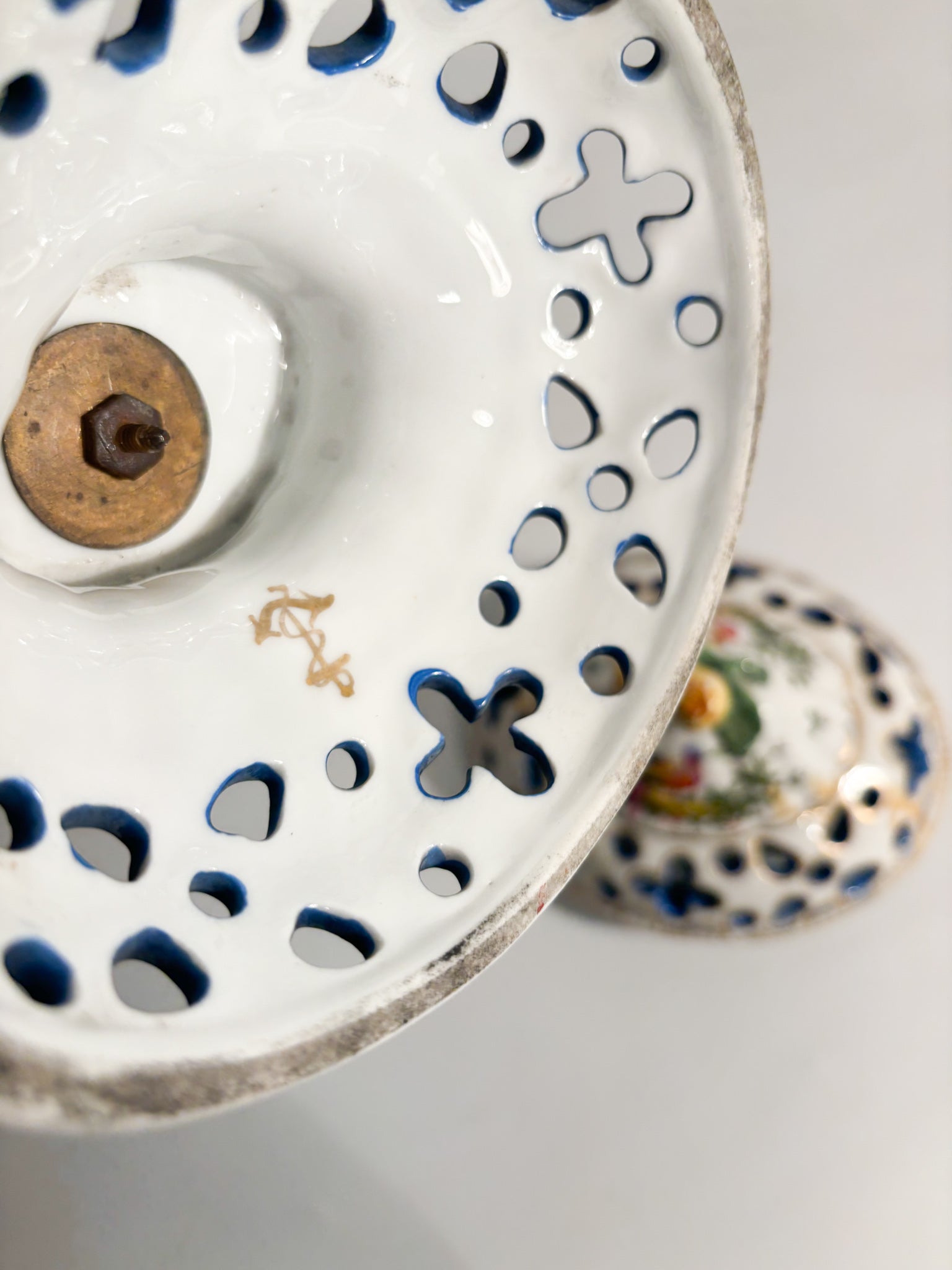 French Porcelain Hand-Painted Perfume Burner Vase 1920s