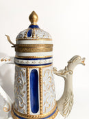 Teiera in Porcellana di Capodimonte, Bronzo e Oro Zecchino Fine 1800