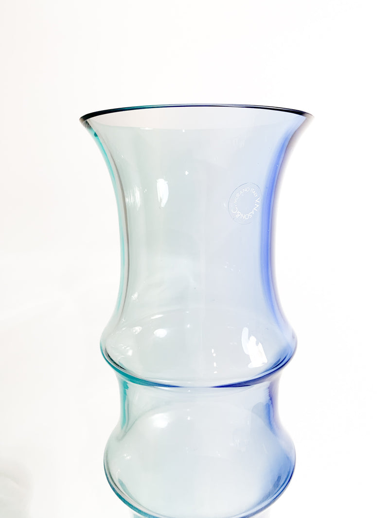 Light Blue and Blue Murano Glass Vase by Nason Bamboo from the 1980s