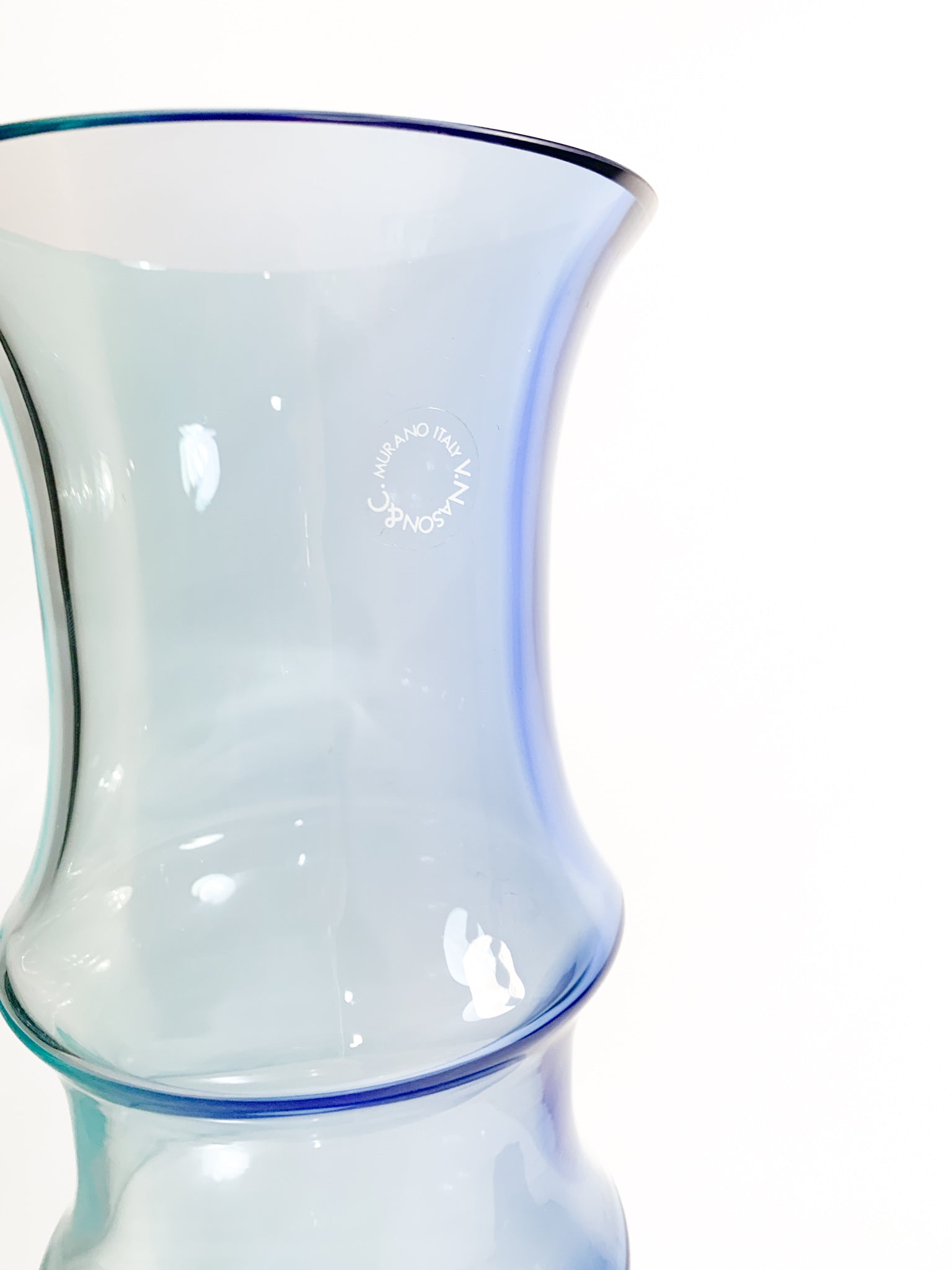 Vaso in Vetro di Murano Azzurro e Blu di Nason Bamboo Anni 80