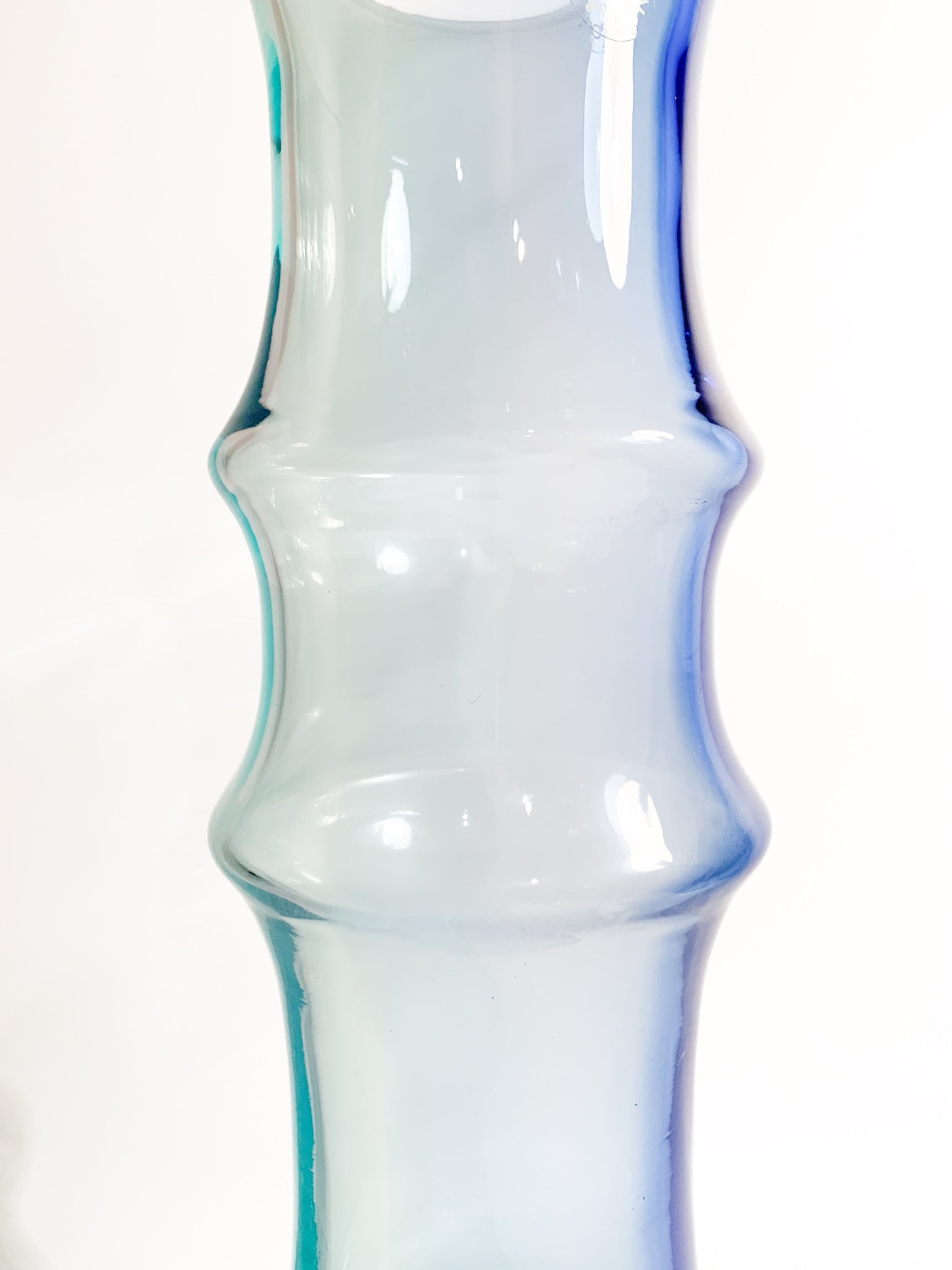 Vaso in Vetro di Murano Azzurro e Blu di Nason Bamboo Anni 80