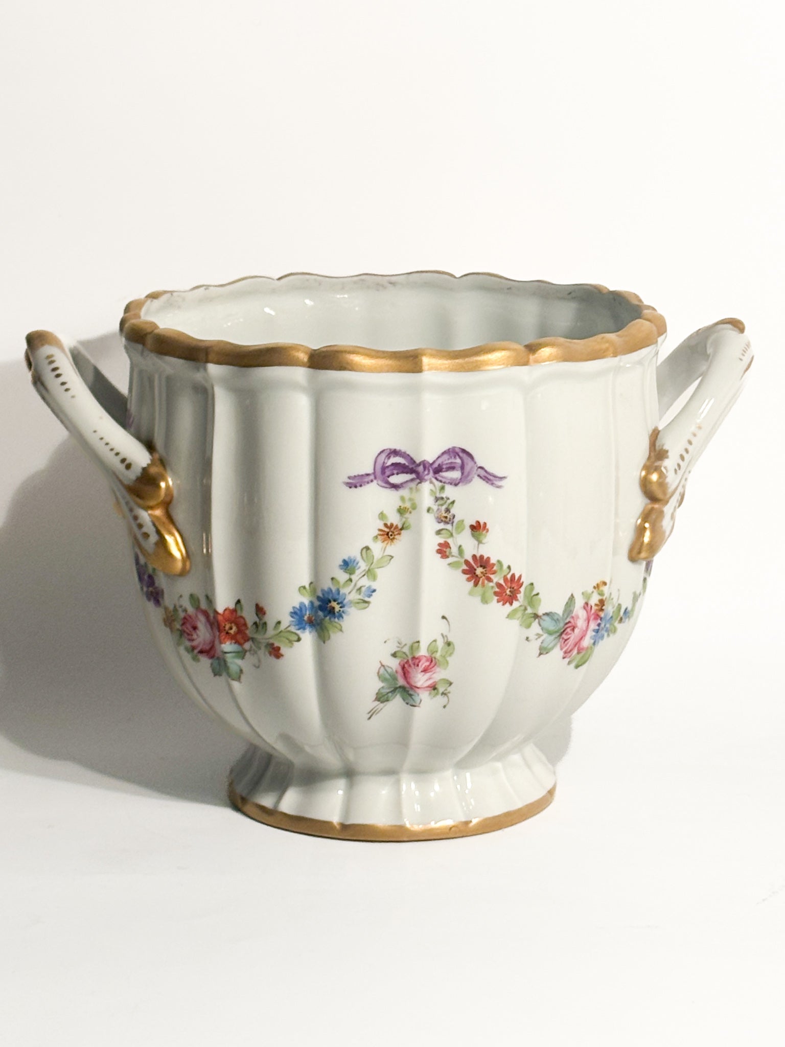 Centerpiece Vase Cachepot in Parisian Porcelain 1950s