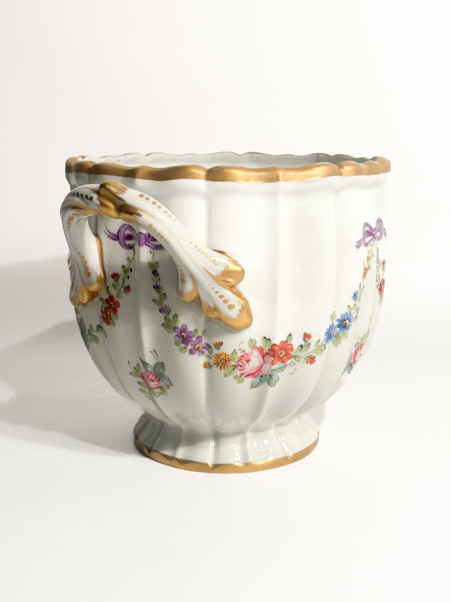 Centerpiece Vase Cachepot in Parisian Porcelain 1950s