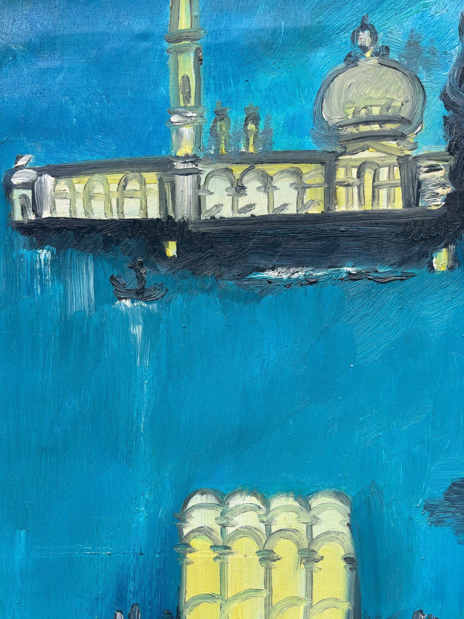 Oil painting on canvas of Venice by Remo Brindisi, 1970s