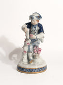 Statuina in Porcellana di Sevres di Giovane con Fiori Anni 40