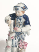 Statuina in Porcellana di Sevres di Giovane con Fiori Anni 40