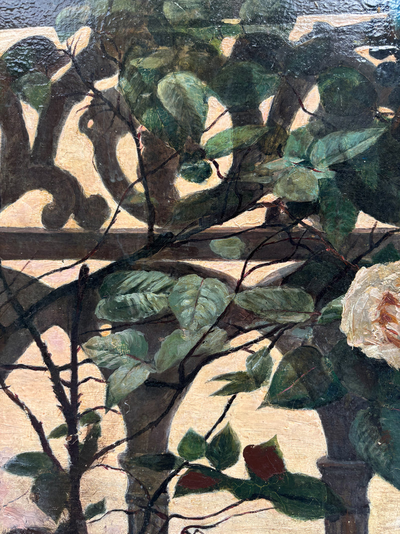 Dipinto Olio su Tela Ritratto Art Nouveau di Onofrio Ferrara Primi Novecento