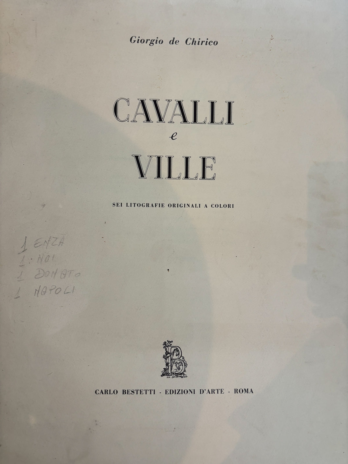 Litografia Originale a Colori 'Cavalieri Antichi' di Giorgio De Chirico del 1954