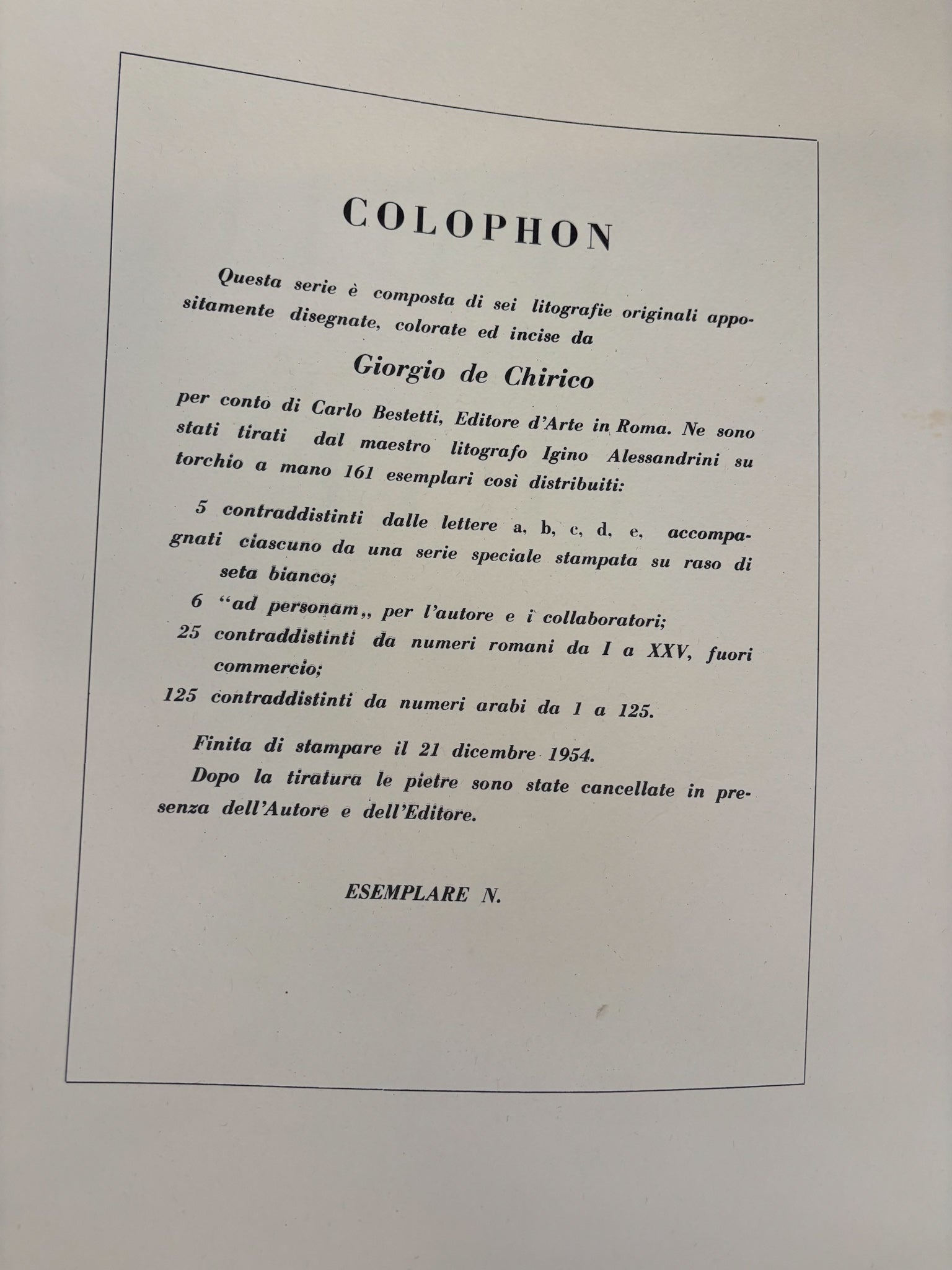Litografia Originale a Colori 'Cavalieri Antichi' di Giorgio De Chirico del 1954