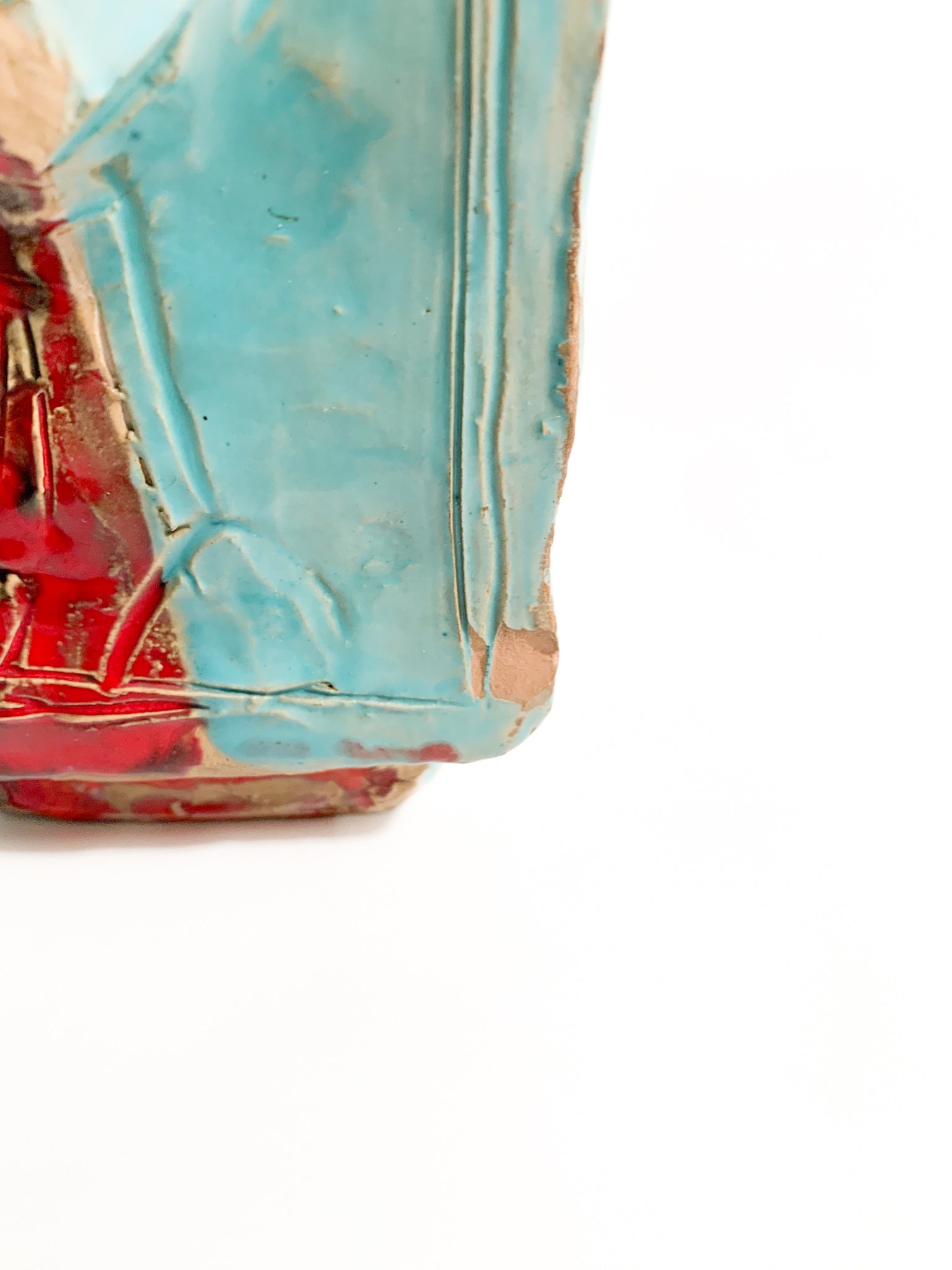 Ceramic Vase Made by Cantagalli Carved in Relief 1954