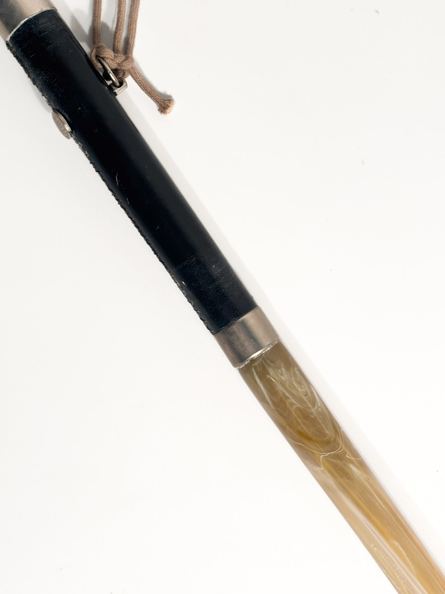 Gucci shoehorn with horse head in silver metal, leather, and resin, 80s