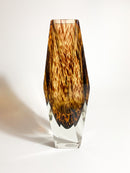 Vaso Geometrico in Vetro di Murano Maculato Attribuito a Flavio Poli Anni 60