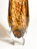 Vaso Geometrico in Vetro di Murano Maculato Attribuito a Flavio Poli Anni 60