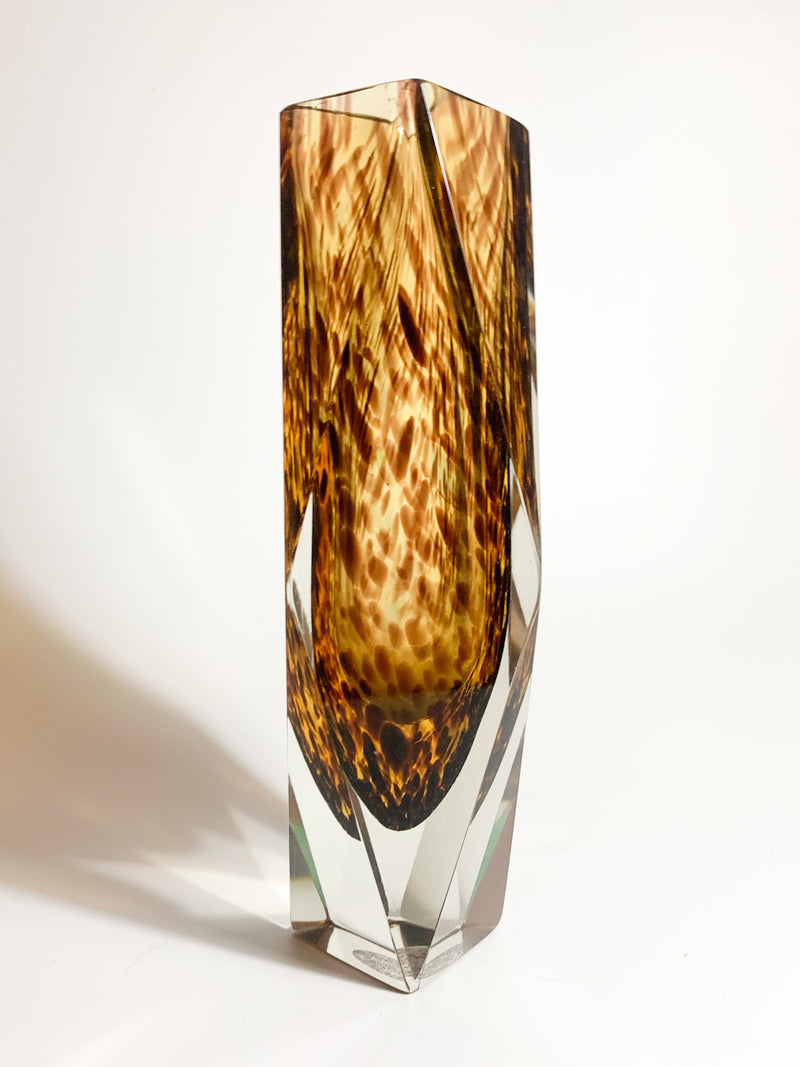 Geometric Vase in Spotted Murano Glass Attributed to Flavio Poli 1960s