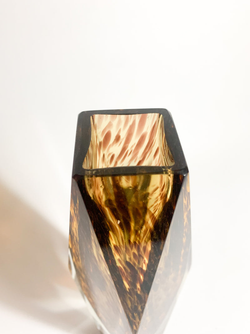 Geometric Vase in Spotted Murano Glass Attributed to Flavio Poli 1960s