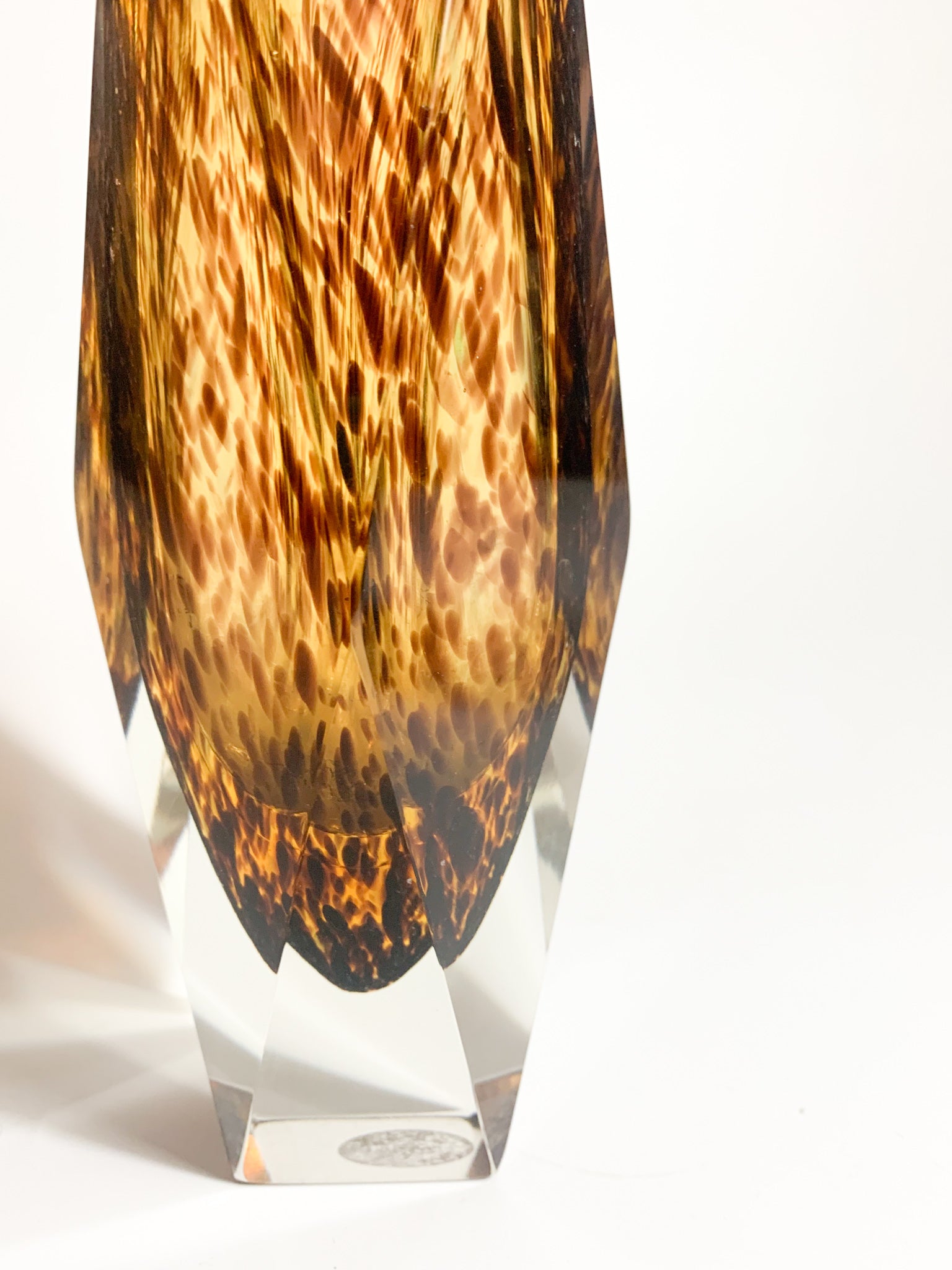 Vaso Geometrico in Vetro di Murano Maculato Attribuito a Flavio Poli Anni 60