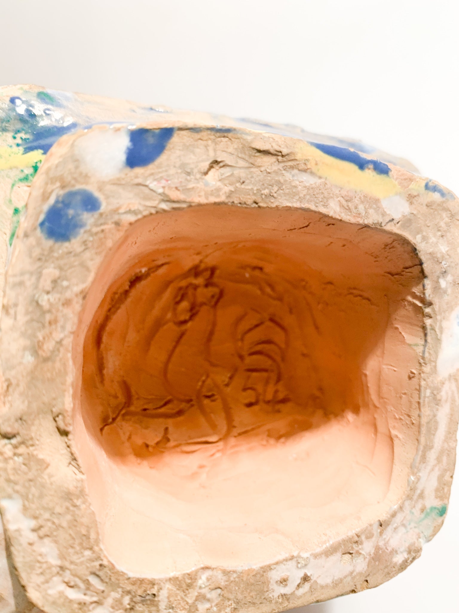 Ceramic Vase Made by Cantagalli Carved in Relief 1954