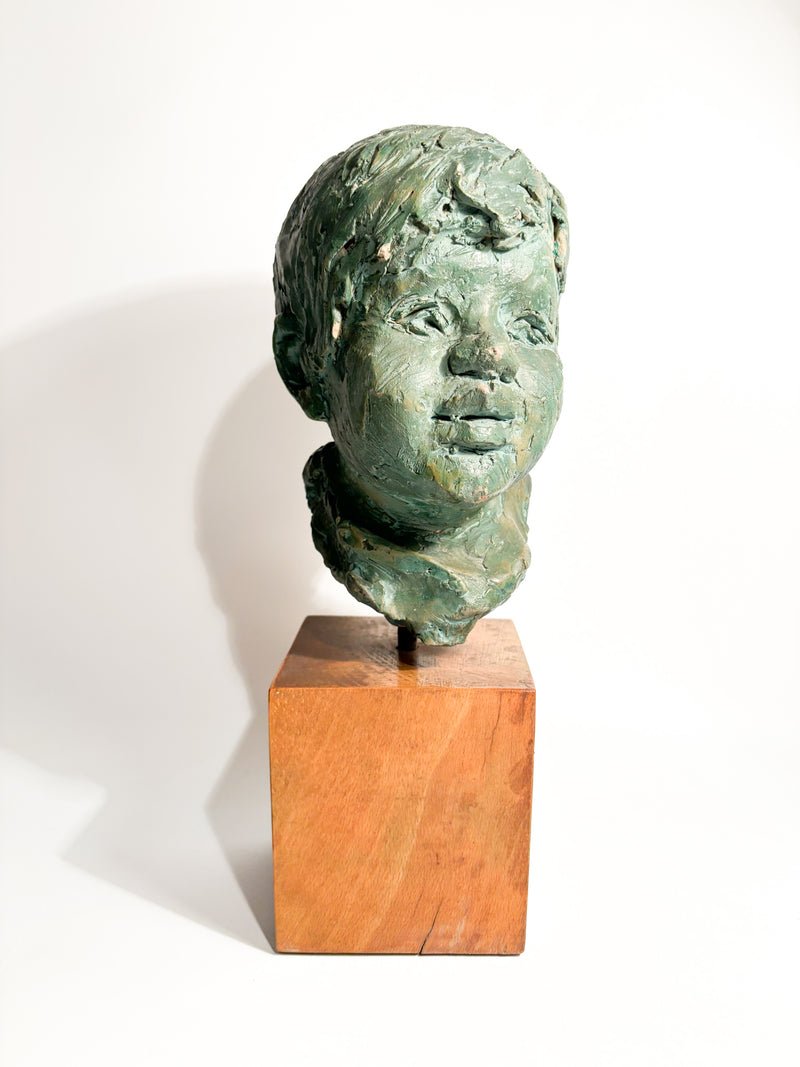 Scultura in Terracotta di Busto di Giovane di Bruno Bambacaro Anni 70