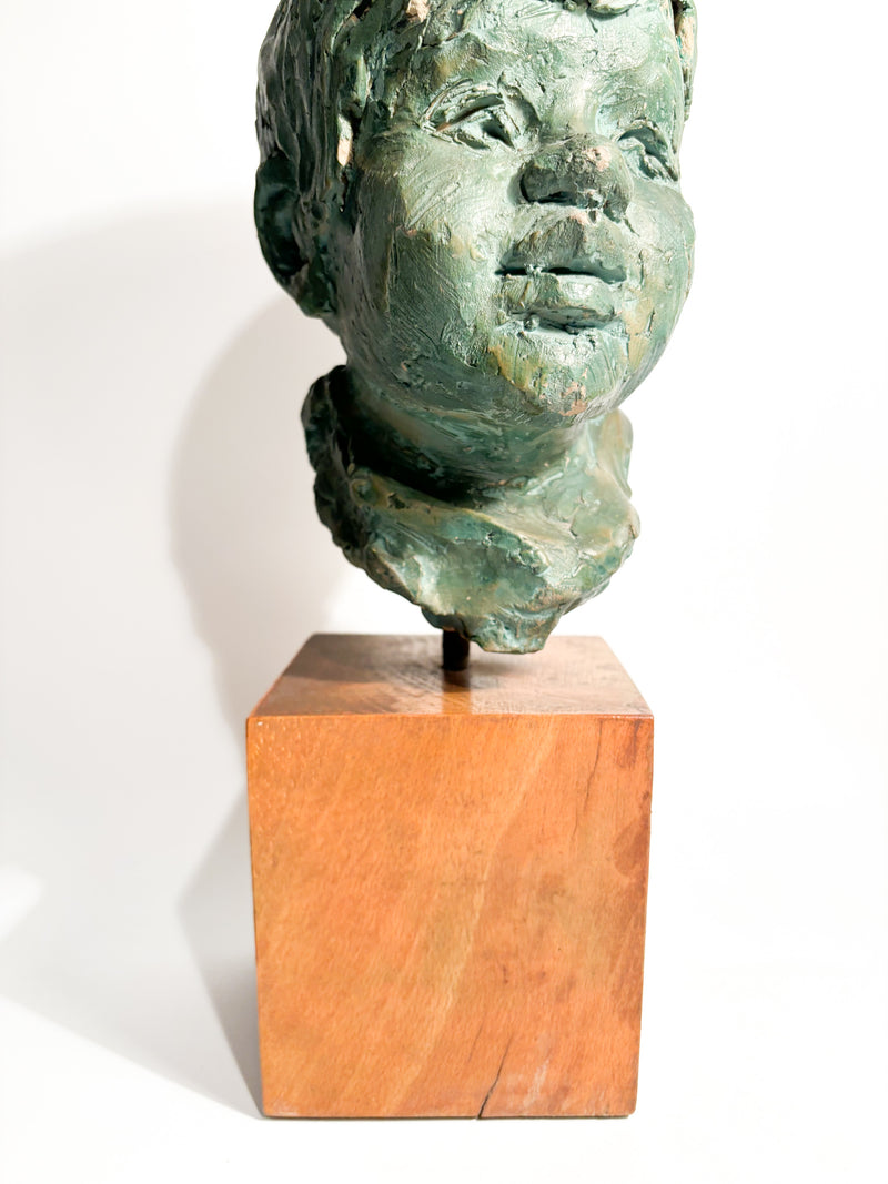 Scultura in Terracotta di Busto di Giovane di Bruno Bambacaro Anni 70