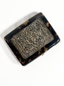 Portasigarette Antico in Tartaruga e Decorazioni in Metallo XIX Secolo